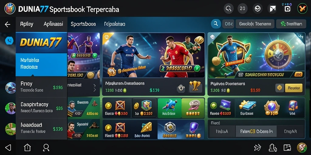 Screenshot DUNIA77 menunjukkan fitur taruhan olahraga yang interaktif dan mudah digunakan.