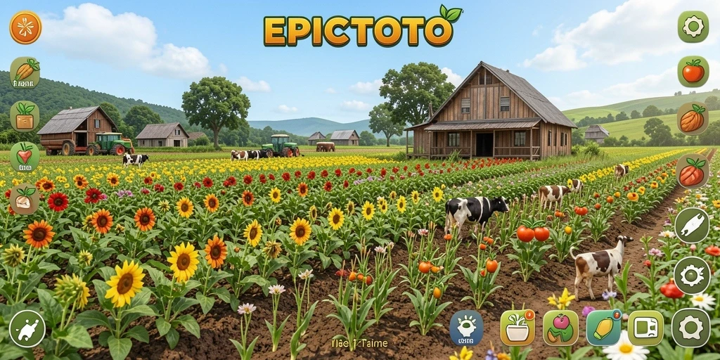 Tampilan seru gameplay EPICTOTO dengan aktivitas pertanian.