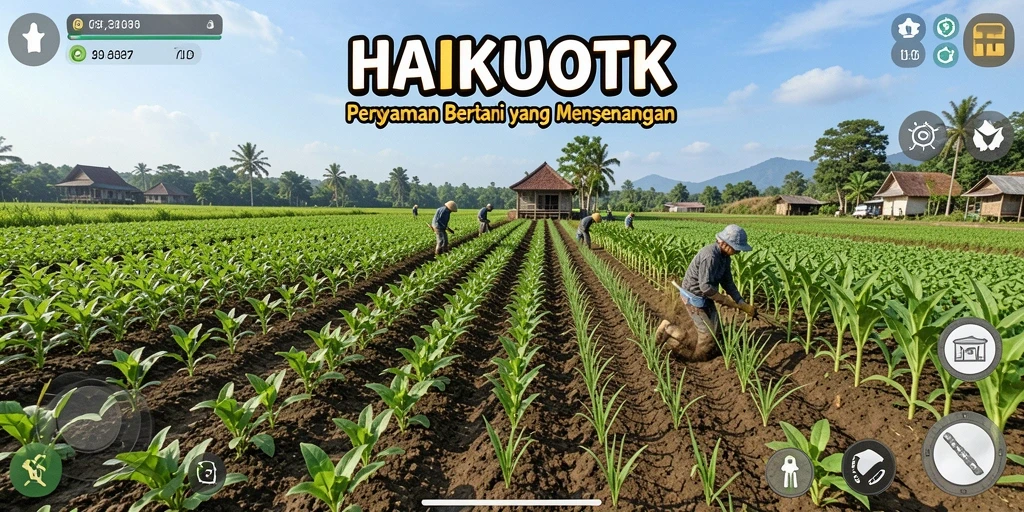 Gameplay HAIKUOTK yang menunjukkan aktivitas bertani yang seru dan menantang.