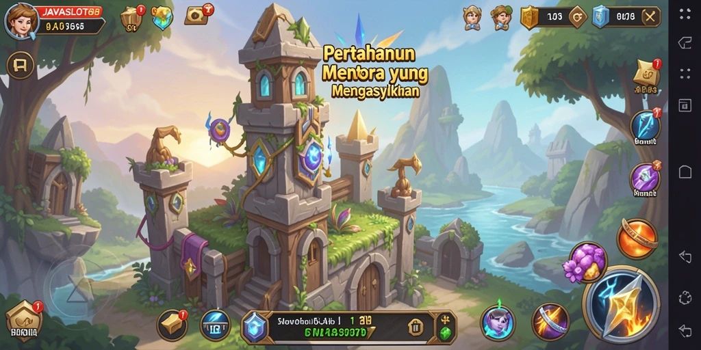 Screenshot menampilkan gameplay seru dalam JAVASLOT88 Tower Defense.