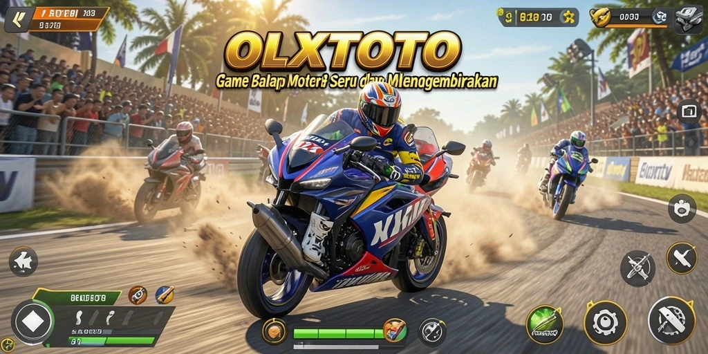 Tampilan gameplay OLXTOTO yang menegangkan dalam balapan motor.