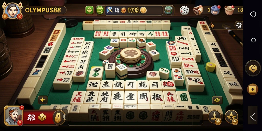 Screenshot OLYMPUS88 menampilkan aksi seru permainan Mahjong.