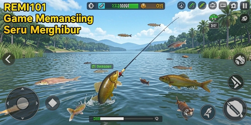 Tampilan screenshot REMI101 yang menunjukkan aksi memancing yang mendebarkan.