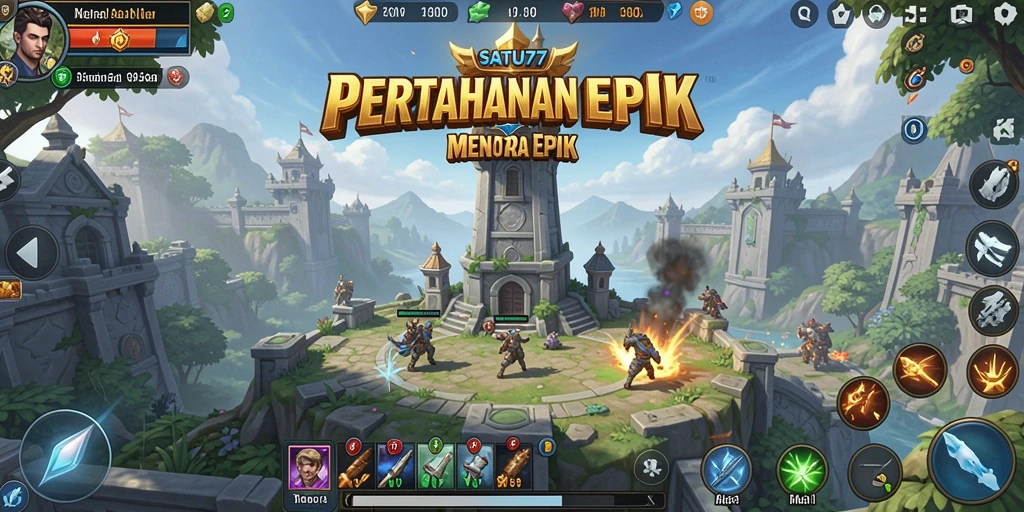 Tampilan dinamis dari gameplay menara pertahanan SATU77 yang mendebarkan.
