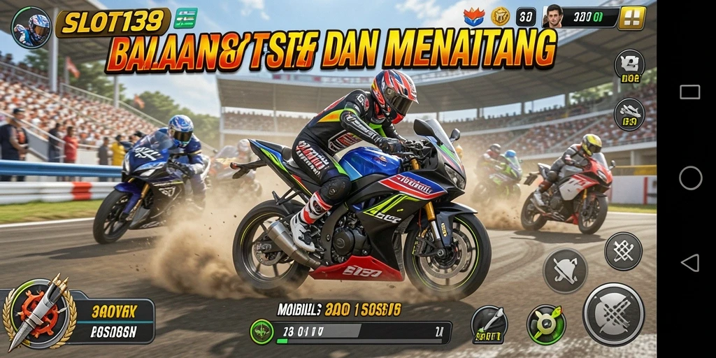 Screenshot menampilkan aksi balapan motor yang seru dan mendebarkan.