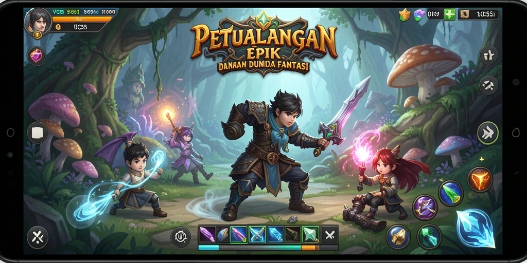 Tampilan gameplay VC55 menampilkan aksi RPG yang mendebarkan.