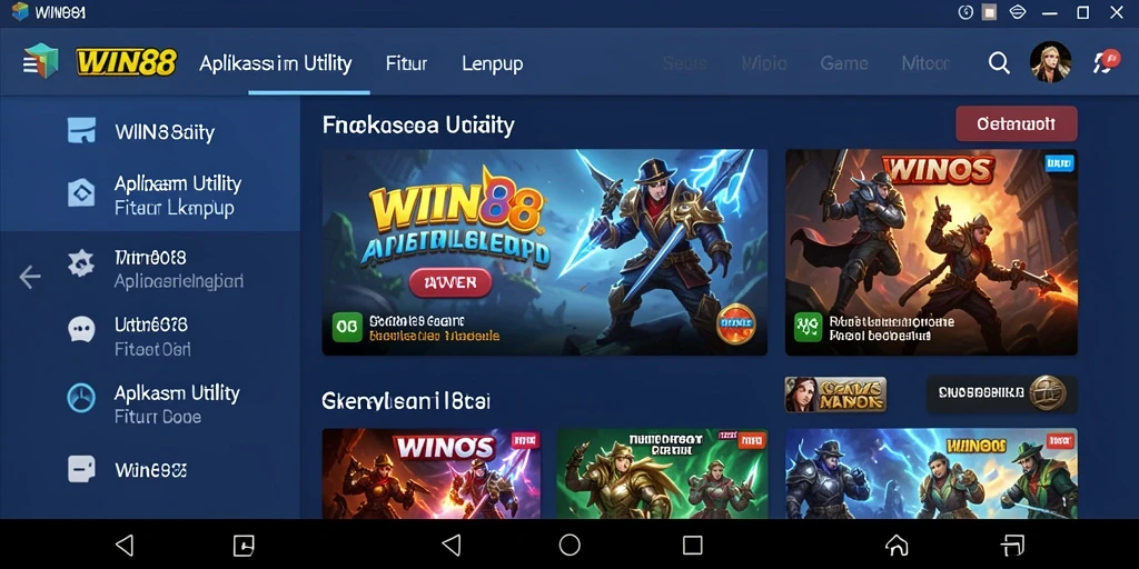 Tangkapan layar utama WIN88 menunjukkan beragam fitur Utility yang tersedia.